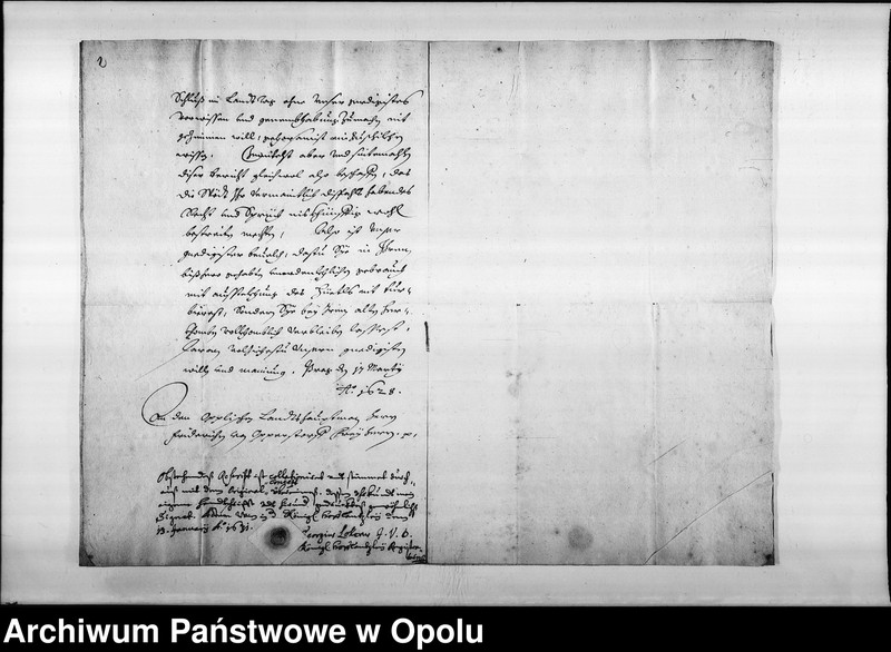 Obraz 4 z jednostki "Ferdynand III cesarz do starosty opolskiego Fryderyka Oppersdorfa w sprawie wolnych targów i budowy domów w mieście Opolu, Raciborzu i"