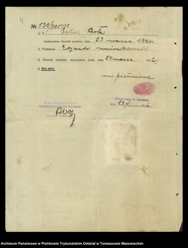 image.from.unit.number "Dowodów osobistych od nr 531 do 750. Tom IV"