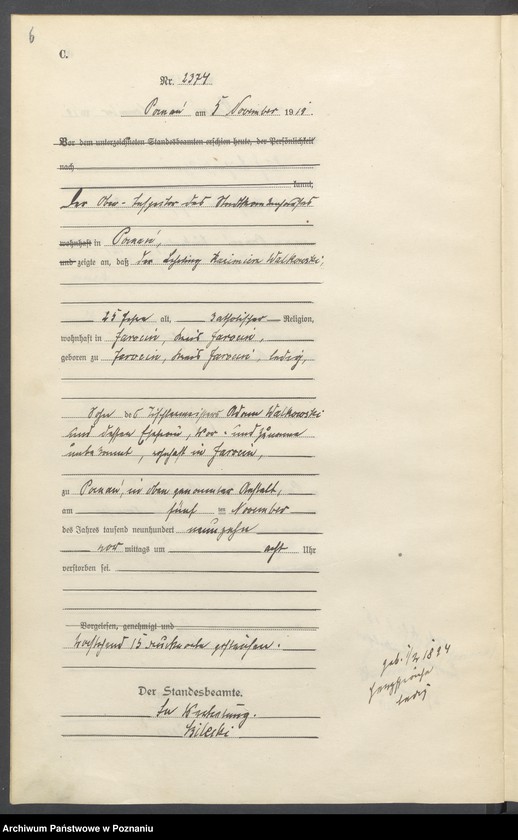 Obraz 8 z jednostki "Księga miejscowa zgonów tom VI [Rejestr główny zgonów]"