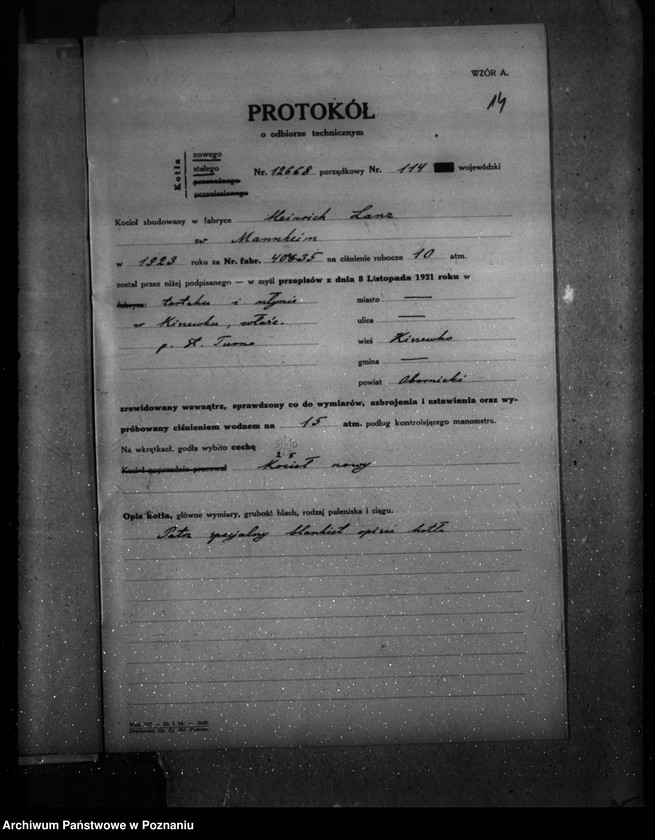 Obraz 18 z jednostki "Młyn parowy w Kiszewku, pow. obornicki własność St. Turno nr woj 114"