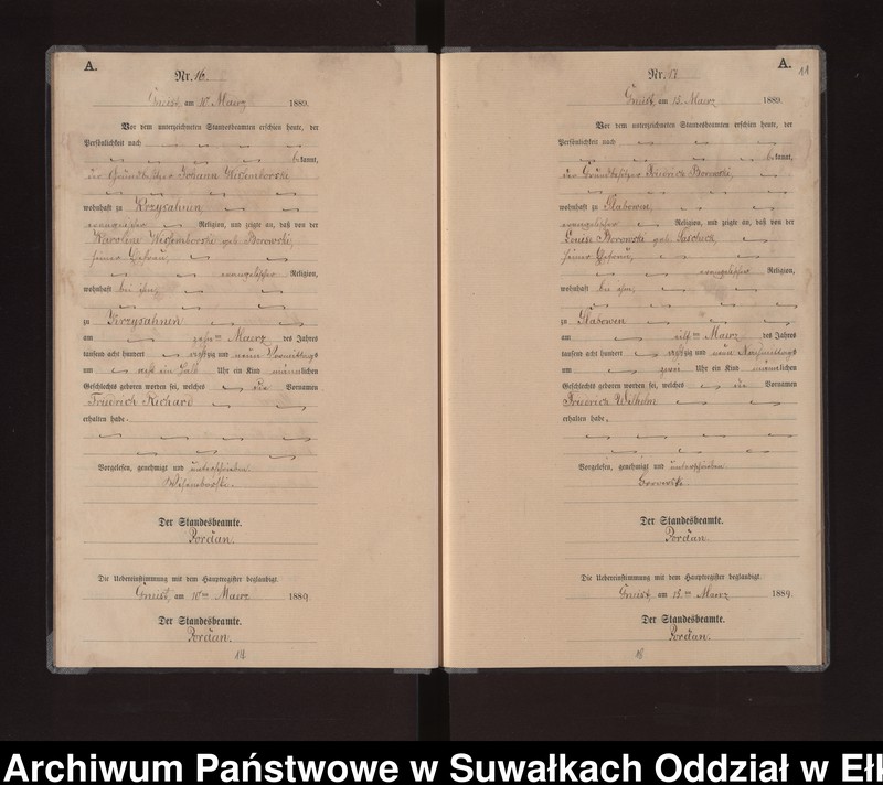 image.from.unit.number "Geburts-Neben-Register des Königlichen Preussischen Standes-Amtes Gneist Kreis Loetzen"