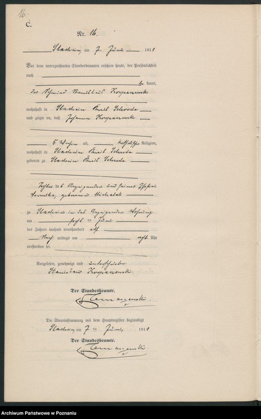 Obraz 19 z jednostki "Sterbe-Neben-Register"