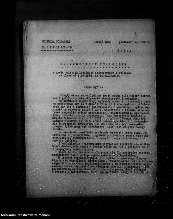 Obraz 6 z jednostki "Sprawozdanie półroczne z życia polskich legalnych stowarzyszeń i związków za okres od 1 kwietnia 1936 r. do 30 września 1936 r."