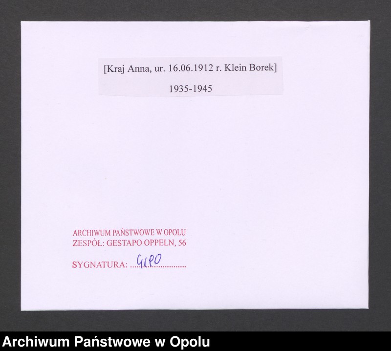 Obraz 2 z jednostki "[Kraj Anna, ur. 16.06.1912 r. Klein Borek]"