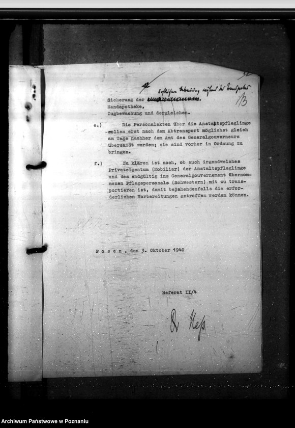 Obraz 18 z jednostki "Fürsorgerechtliche Übernahme der im Warthegau befindlichen polnischen Anstaltsinsassen in das Generalgouvernement"
