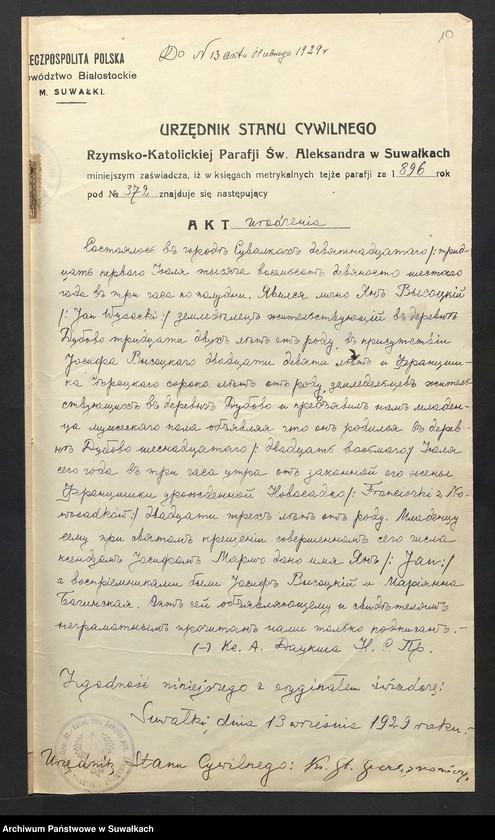 image.from.unit.number "Aneksa do Aktów Ślubnych Rz-Katolickiej parafji Wigierskiej za 1929 rok"