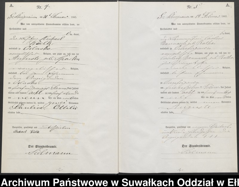 image.from.unit.number "Geburts-Haupt-Register des Königlich Preussischen Standes-Amtes Ukta Kreis Sensburg"