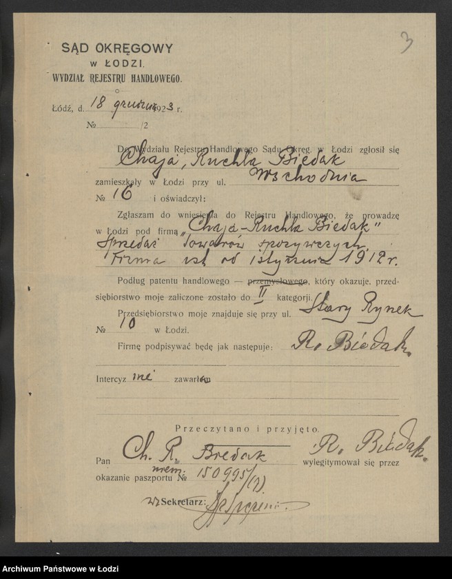 Obraz 5 z jednostki "Chaja Ruchla Biedak – sprzedaż towarów spożywczych"