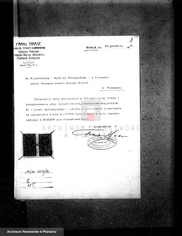 Obraz 5 z jednostki "Tartak parowy w Miałach pow. czarnkowski Franz Haase"