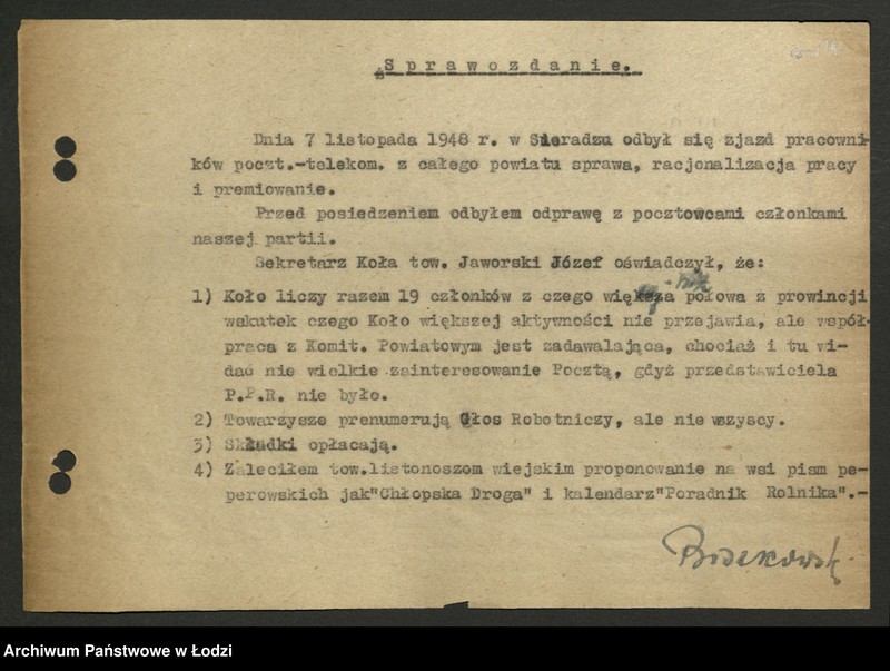 Obraz 18 z jednostki "Sekcja Pocztowa; sprawozdania [z działalności], protokoły [narad], plany pracy, referaty i rezolucje"