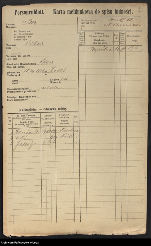 Obraz 4 z jednostki "[Spis ludności Łodzi] Ber - Behr"