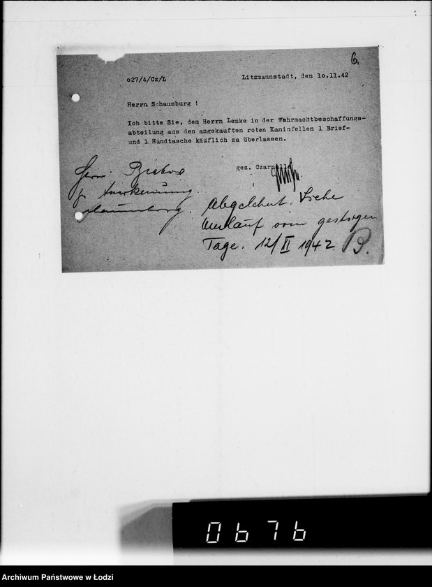 Obraz 10 z jednostki "Herrn Schaumberg.[Korespondencja wewnętrzna w sprawach realizacji zamówień, dostaw towarów i maszyn]"