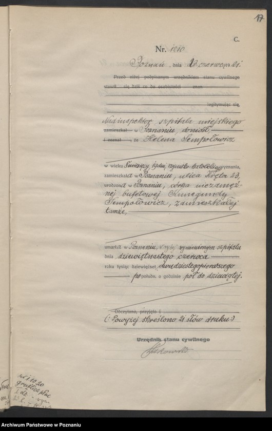 Obraz 19 z jednostki "Księga miejscowa zgonów tom III [Rejestr główny zgonów]"
