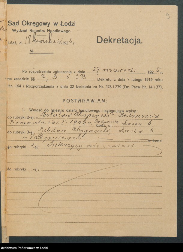 Obraz 11 z jednostki "Bolesław Chojnacki- restauracja- Pabianice"