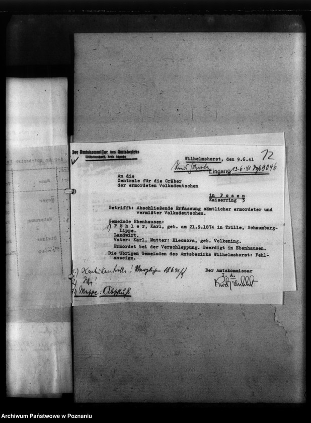 Obraz 16 z jednostki "Kreis Schroda (Środa).Korespondencja i wykazy Niemców, którzy zginęli w 1939 roku"