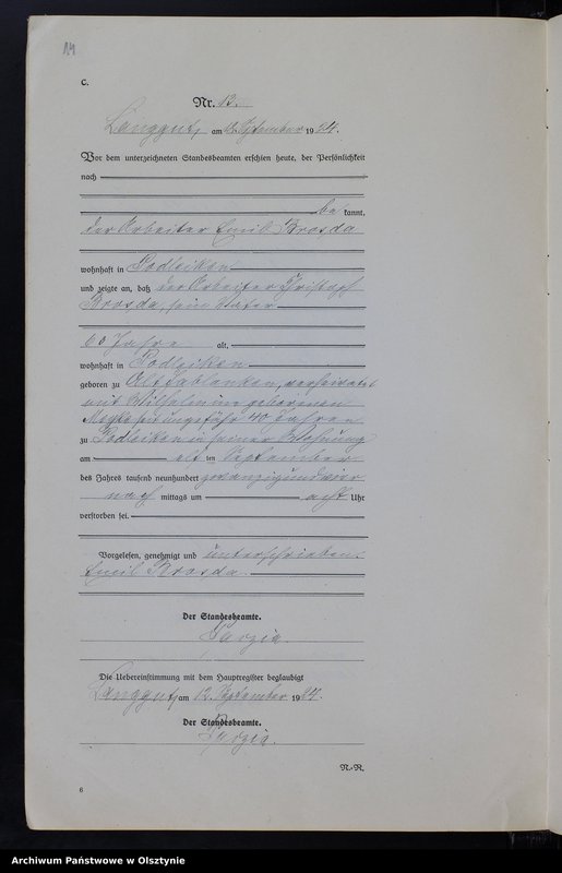 Obraz 16 z jednostki "Sterbe-Neben-Register Nr 1 - 22"