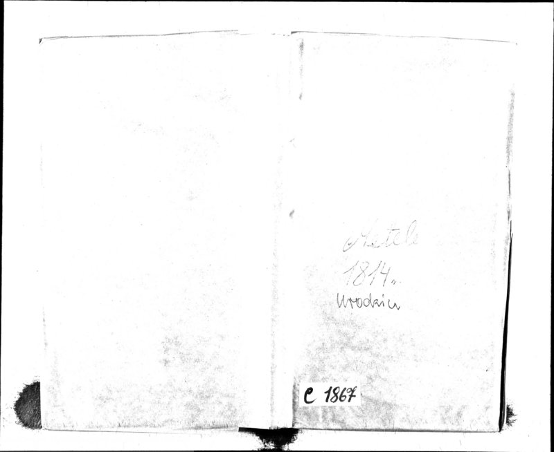 Obraz 2 z jednostki "Księgo Aktów Urodzenia Urzędnika Stanu Cywilnego Gminy Metelskiey Powiatu Seyneńskiego Departamentu Łomżyńskiego od 1 Stycznia Tysiąc Osimset Czternastego Roku 1814"