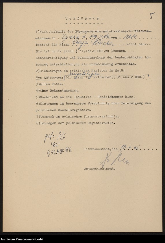 Obraz 7 z jednostki "Chaja Ptocka – drobna sprzedaż galanterii i materiałów piśmiennych"