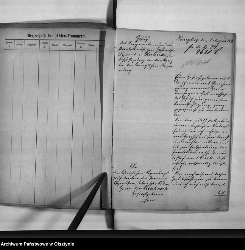 image.from.unit.number "Kanzlei Hilfsarbeiter Kuhnke [Gustav Albert], den 11.2.[18]97 Regierungs Büreau Diätar, den 1.6.1901 Regi.[ierungs] Hauptkassen Buchhalter"