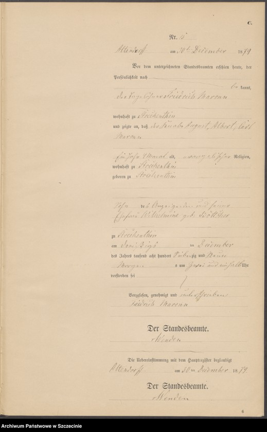 Obraz 18 z jednostki "Sterbe-Register (Neben-Register)"