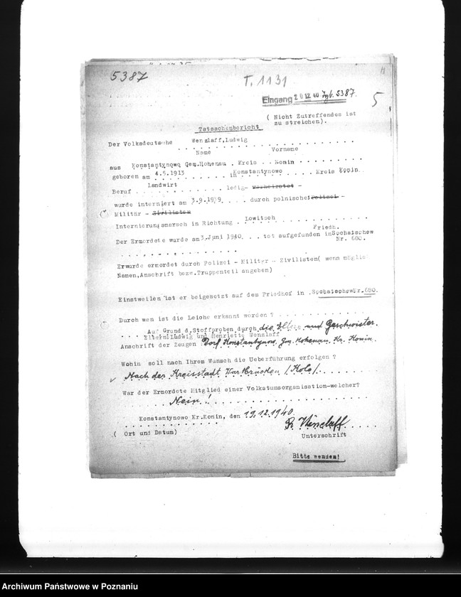 Obraz 9 z jednostki "Wykazy miejscowych Niemców, którzy zginęli w 1939 roku w różnych powiatach"