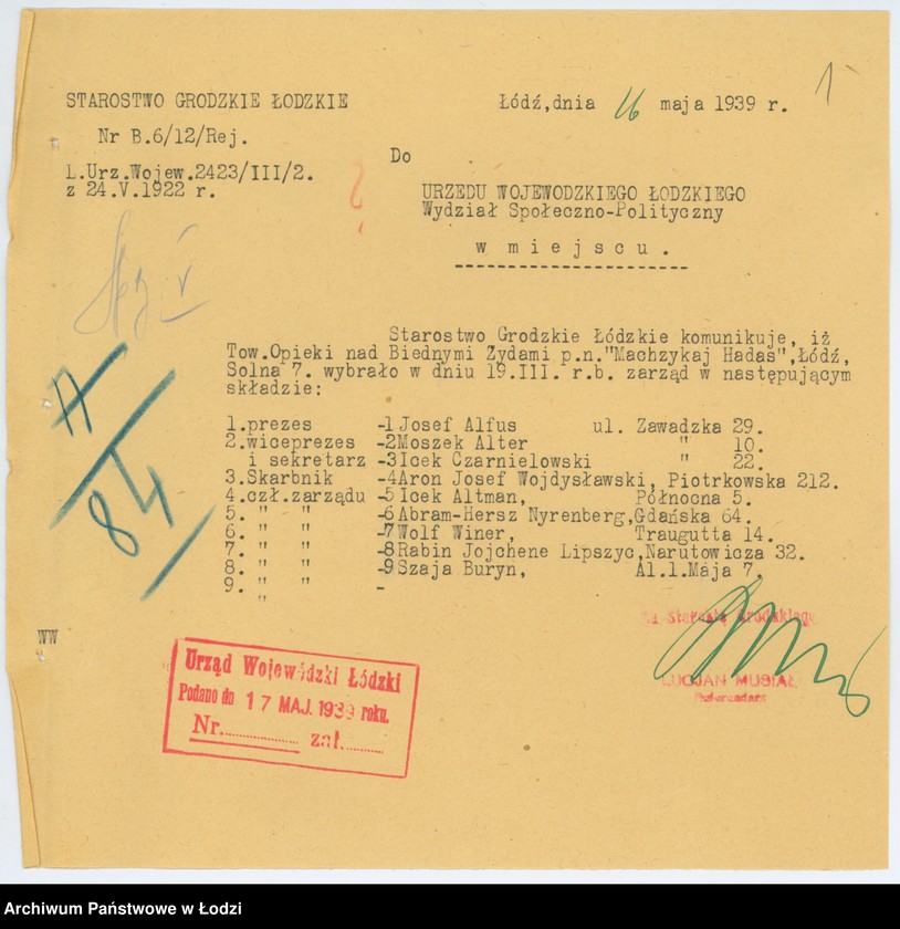 Obraz 4 z jednostki "Łódzkie T-wo Opieki nad biednymi żydami "Machzykaj Hadas" w Łodzi"