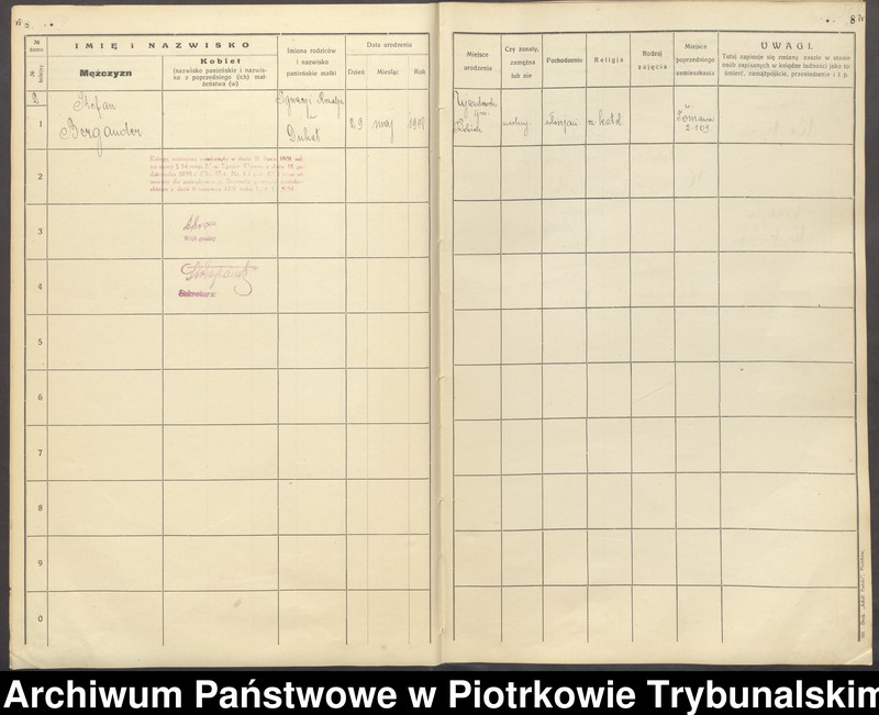 Obraz 9 z jednostki "[Księga ludności stałej gminy Ręczno] wieś i kolonia Tomawa"