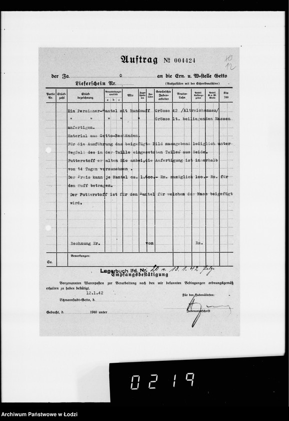 Obraz 17 z jednostki "Kürschnerei. [Zamówienia, rachunki i świadectwa dostaw]"