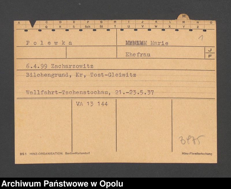 Obraz 3 z jednostki "[Polewka Marie, ur. 06.04.1899 Zacharzowitz]"