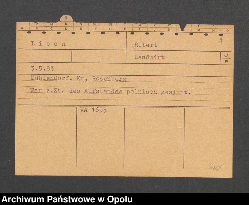 Obraz 3 z jednostki "[Lison Robert, ur. 3.05.1883 r., zam. Mühlendorf]"