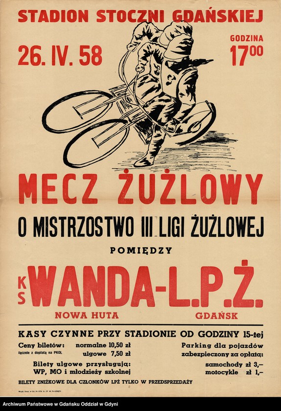 Obraz 18 z kolekcji "Afisze i plakaty wydarzeń sportowych organizowanych w Gdańsku w latach 50. i 60. XX w.111"