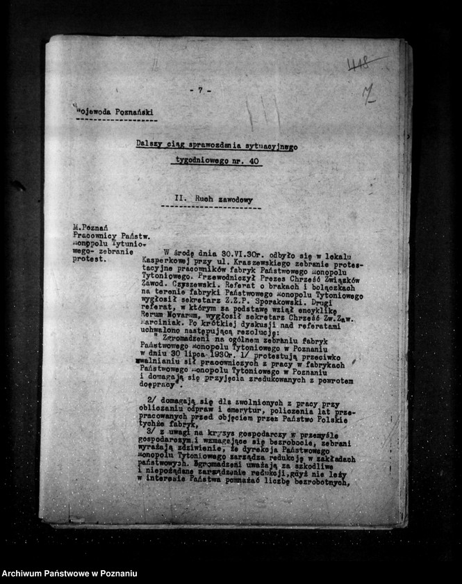Obraz 11 z jednostki "Sprawozdania sytuacyjne tygodniowe za czas od 2 sierpnia do dnia 30 sierpnia 1930 r. /nr 40-43/"