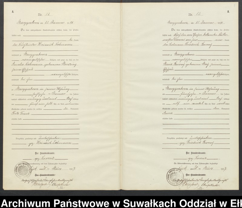 image.from.unit.number "A1.Geburts-Register [Haupt-Register] Standesamt Stadtgemeinde Marggrabowa No.1 bis 144"