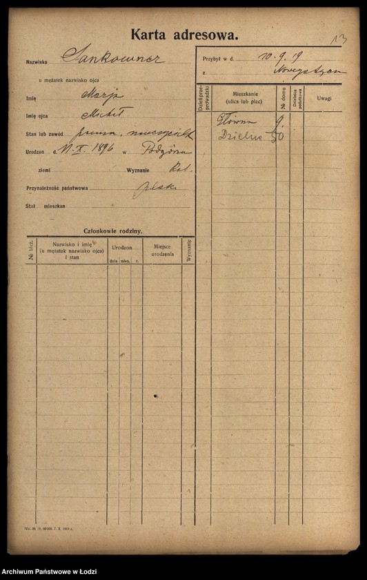 Obraz 15 z jednostki "[Spis ludności Łodzi] Samina-Sasin"