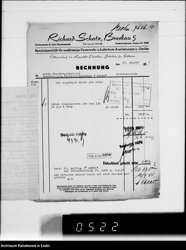 Obraz 16 z jednostki "Diverse Sch-Z [rachunki za dostawy towarów spoza Getta]"