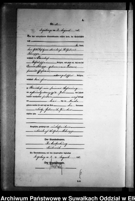 image.from.unit.number "[Geburts-Neben-Register des Preussischen Standes-Amtes Gr. Strengeln Kreis Angerburg]"