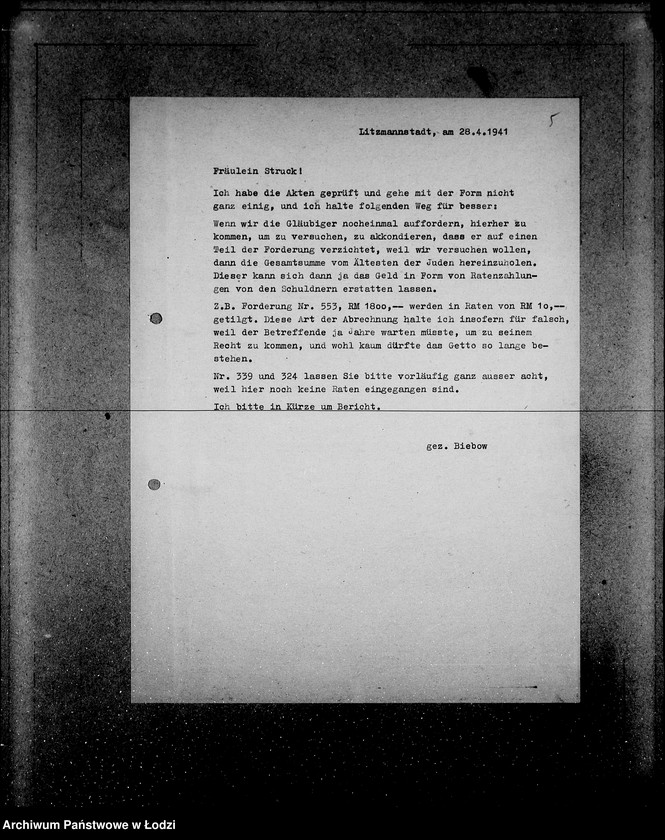 Obraz 9 z jednostki "Anordungen Getto V. von Biebow"