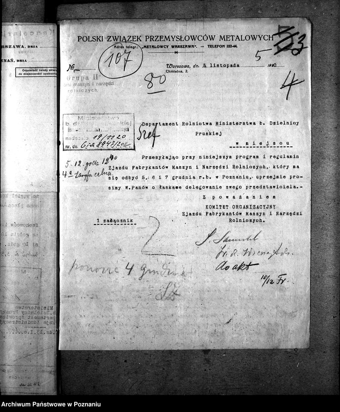 Obraz 9 z jednostki "Sprawy szczegółowo-administracyjne Maszyny rolnicze - korespondencja"