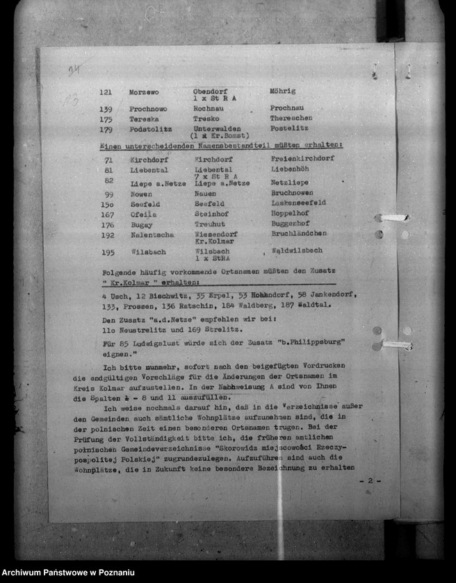 Obraz 17 z jednostki "Ortsnamenänderung Kreis Kolmar - Chodzież"