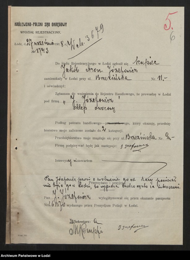 Obraz 8 z jednostki "Jakób Aron Józefowicz- sklep owocowy"