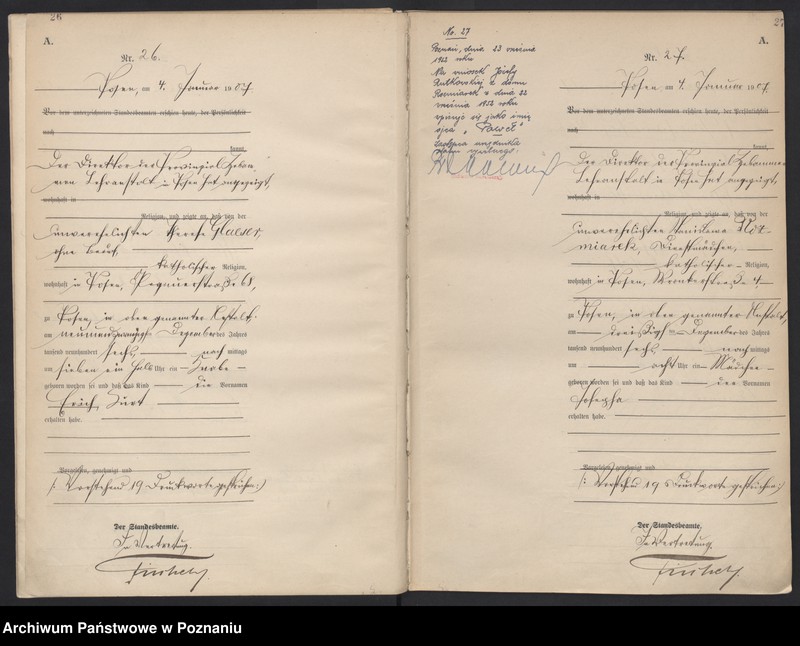 Obraz 16 z jednostki "Księga miejscowa urodzeń tom I [Rejestr główny urodzeń]"