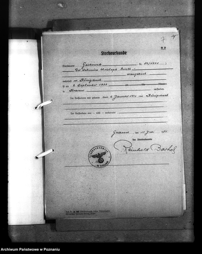 Obraz 11 z jednostki "Wykaz miejscowych Niemców, którzy zginęli w 1939 roku. Kreis Litzmannstadt (Łódź)"