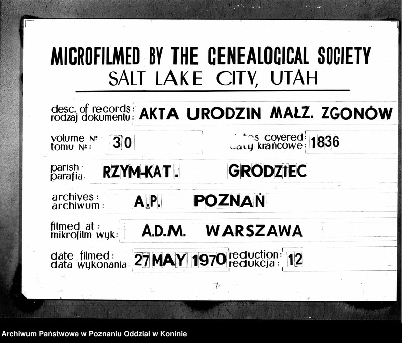 Obraz 1 z jednostki "Księga urodzeń, małżeństw i zgonu"