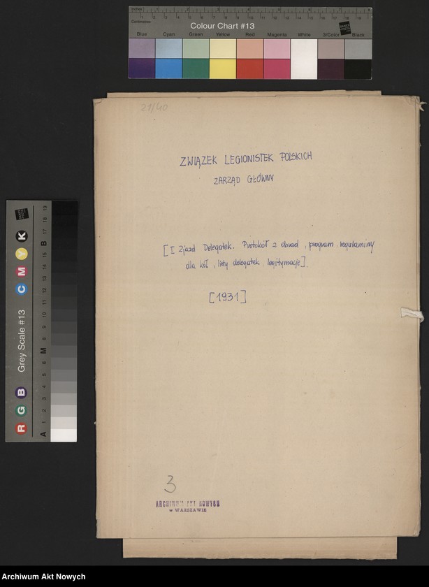 image.from.unit.number "I Zjazd Delegatek. Protokół z obrad, program, regulamin dla kół, listy delegatek, legitymacje."