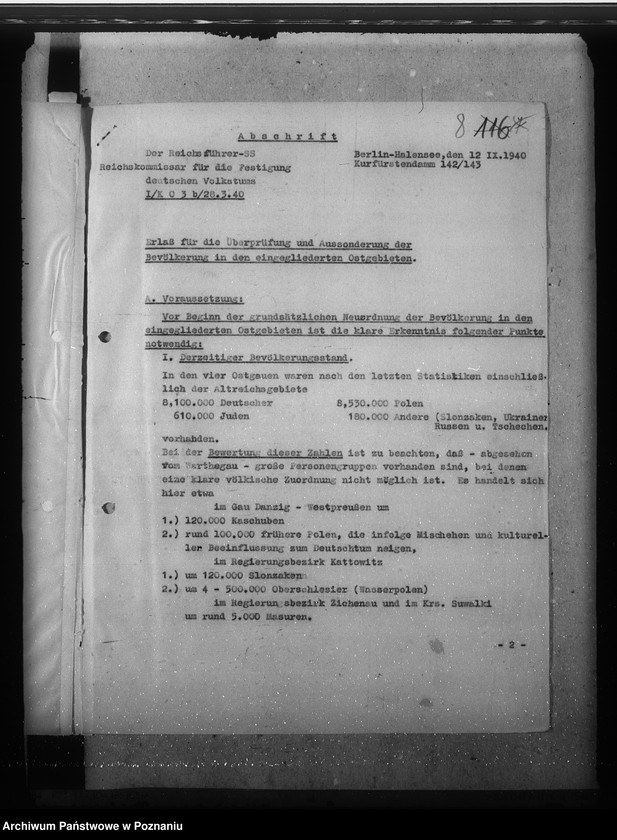 Obraz 12 z jednostki "Zarządzenia, wytyczne i korespondencja w sprawach ogólnych niemieckiej listy narodowej"