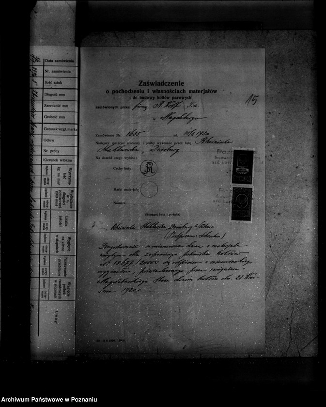 Obraz 20 z jednostki ""Huta miedzi" w Rudniczach powiat poznański nr porządkowy kotła 106"