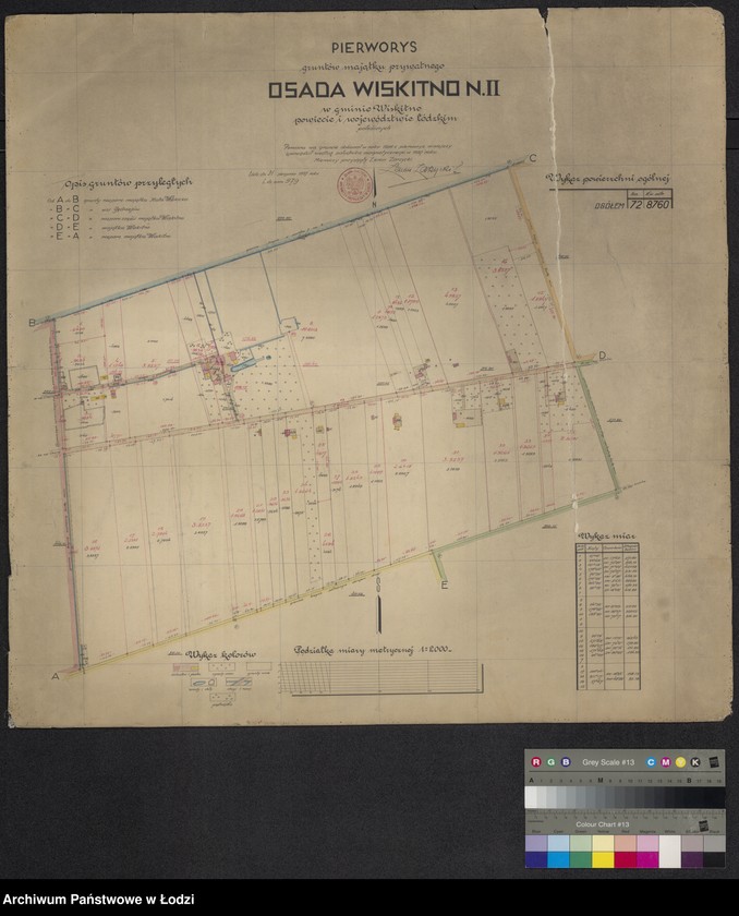 Obraz 1 z jednostki "Pierworys gruntów majątku prywatnego Osada Wiskitno N II w gminie Wiskitno w powiecie i województwie łódzkim"