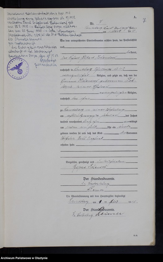 image.from.unit.number "Geburts-Neben-Register Nr 1 - 45 [ Księga urodzeń - wtóropis ]"