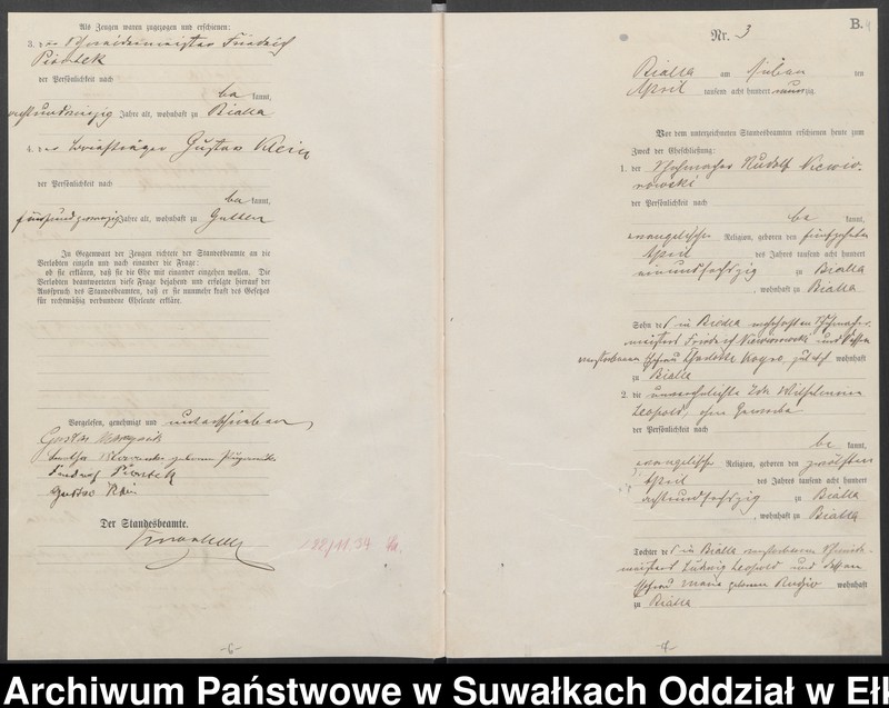 image.from.unit.number "Heiraths-Haupt-Register des Königlichen Preussischen Standes-Amtes Bialla Kreis Johannisburg"