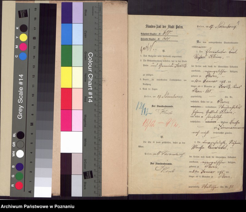 Obraz 3 z jednostki "Die von den Verlobten beigebrachten Urkunden zur Eheschliessung pro 1897"